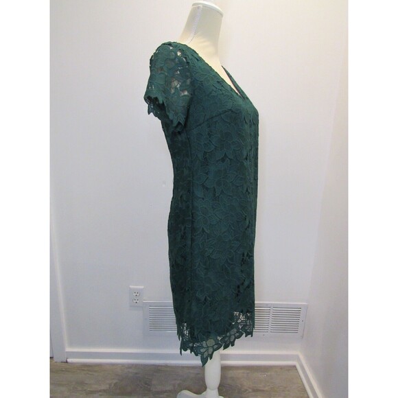 Ann Taylor Factory Womens Shift Dress Green Floral Lace Short Sleeve Size 2 NWT - Picture 9 of 16
